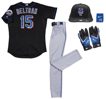 Carlos Beltran Game Used New York Mets Uniform Including A 3 Home Run Road Jersey & Pants, Cap, Batting Gloves, Belt & Wristband (MLB Authenticated, Mets LOA & JSA)